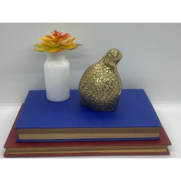 Vintage Brass Quail Figurine, Partridge Figurine, Mid Century Decor, Brass Bird - Picture 1 of 8